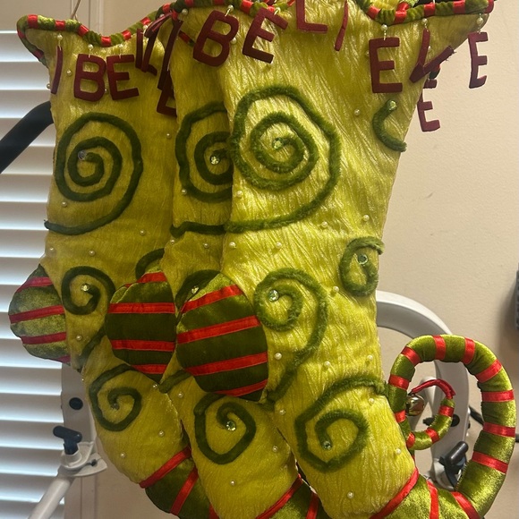Other - Patience Brewster Department 56 Whimsical Green and Red Christmas Stockings